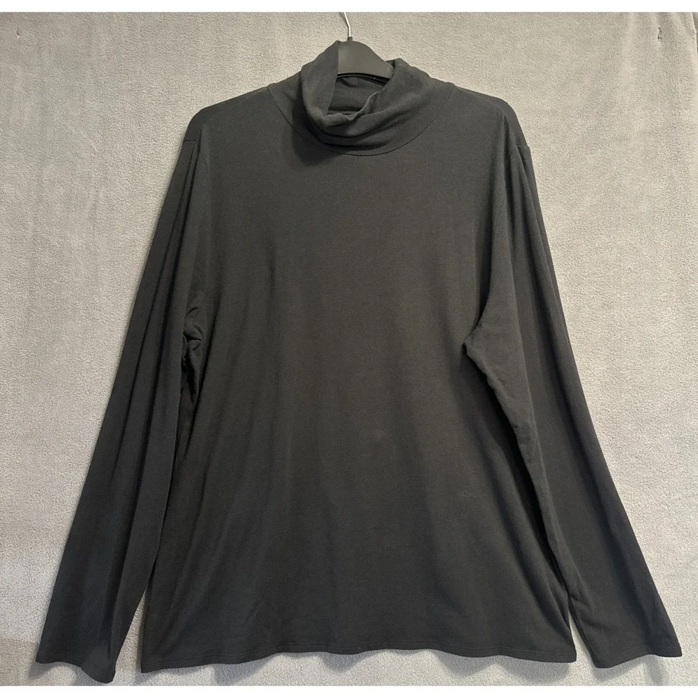 J. Jill Jersey Turtleneck Shirt Top Size XL Black Stretch Layering Minimalist - Picture 1 of 5